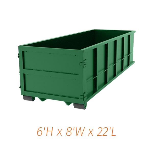 depending on your needs, we may recommend a smaller or larger size than our 30-yard dumpsters